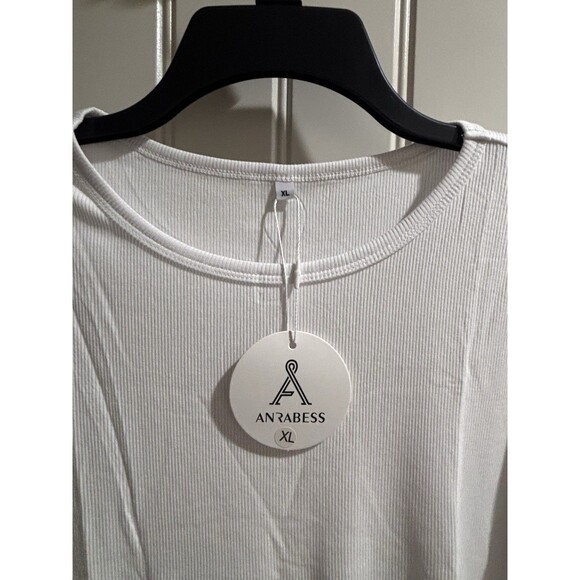 NWT White Ribbed Long sleeve top Womens Sz XL - Picture 3 of 5